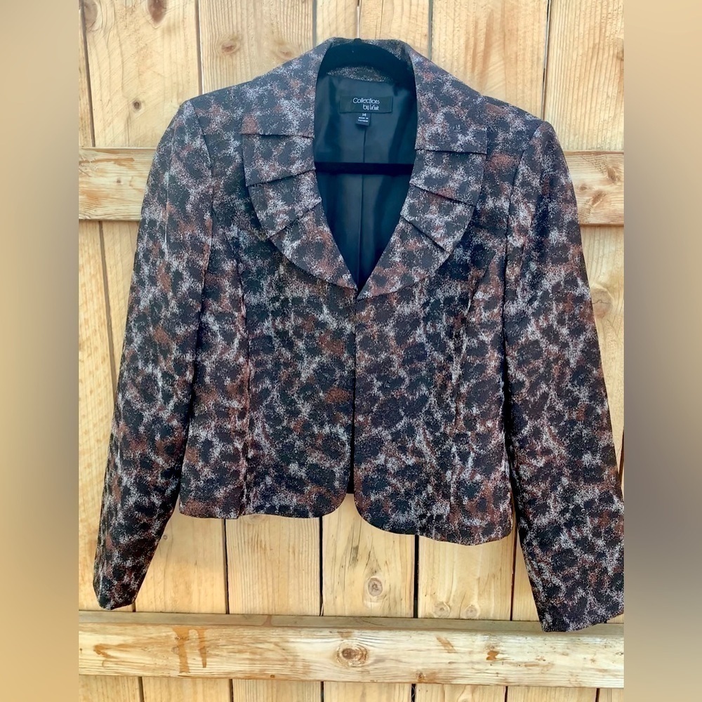 COLLECTIONS by Le Suit PLUS SIZE CROP SHOULDER PADS METALLIC BLAZER JACKET NWOT